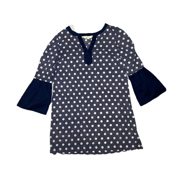 Boden Josie Tunic Top Coverup Polka Dot V-neck Vacation Women Medium Cotton Boho - Picture 3 of 9